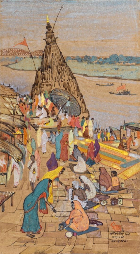 Pilgrims on Manikarnika Ghat, Varanasi